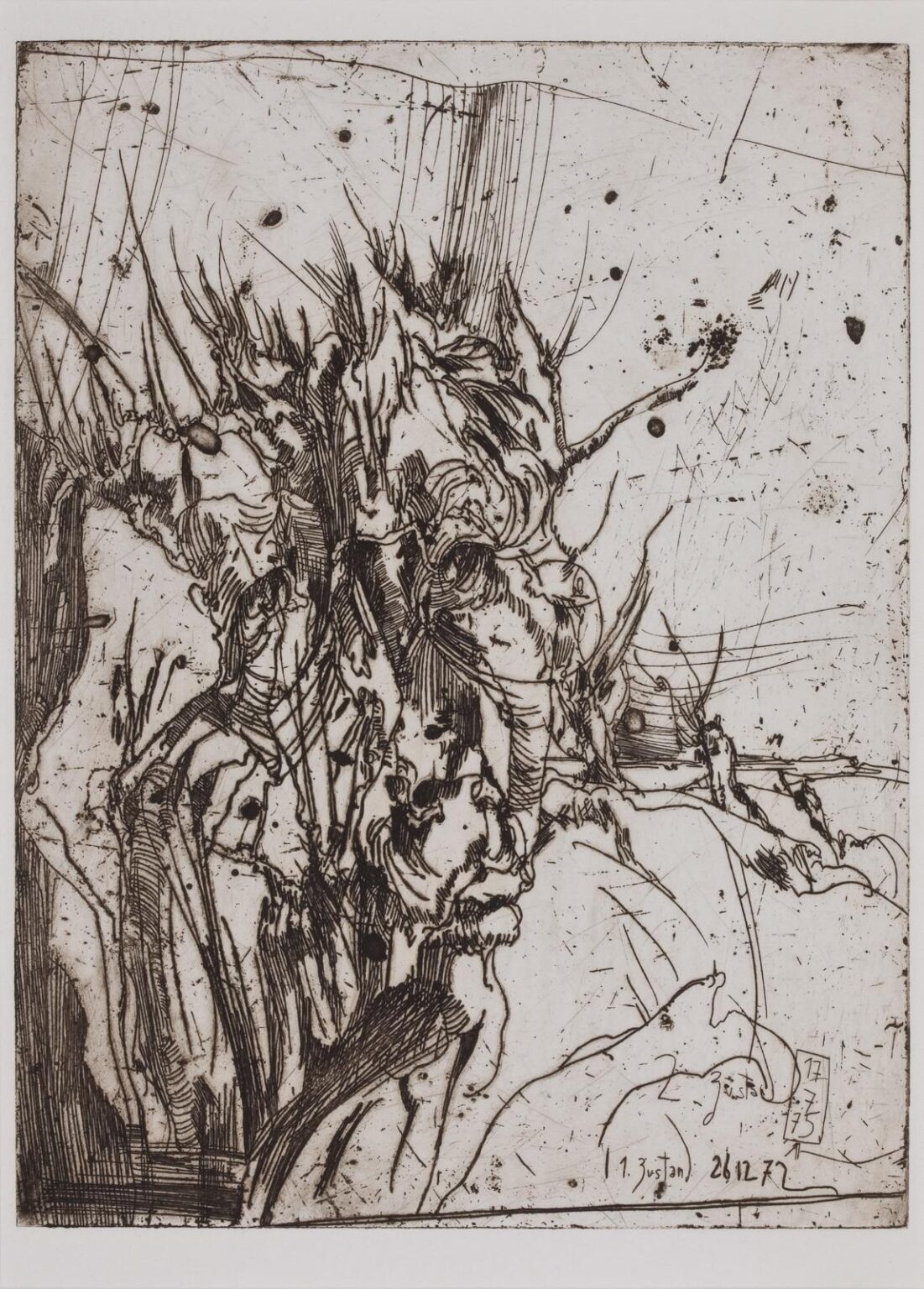 Selbst in Kopfweiden 2. Zustand  / 17.7.75 - Horst Janssen 