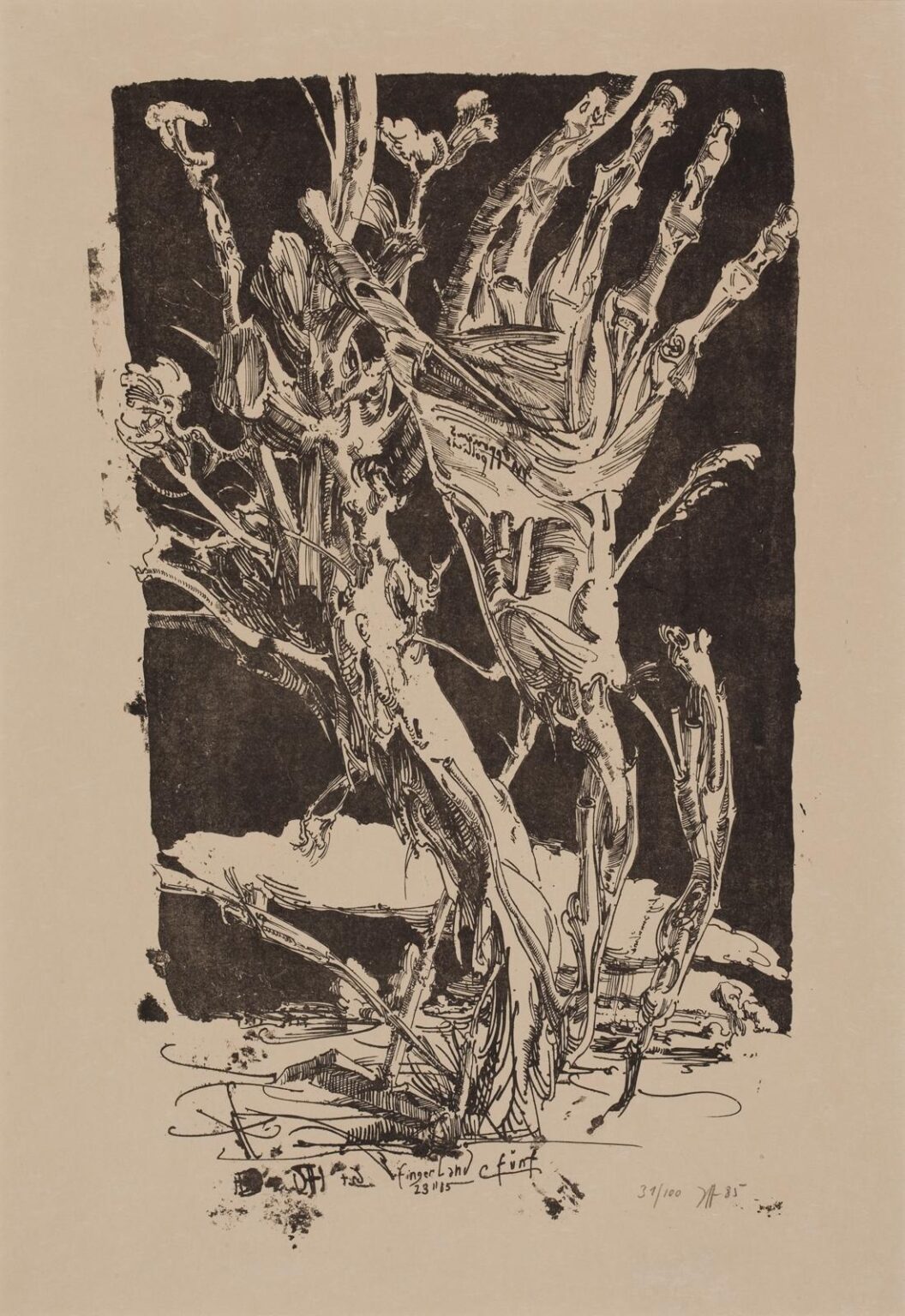 Finger-Land F&uuml;nf / 23.11.85 - Horst Janssen 