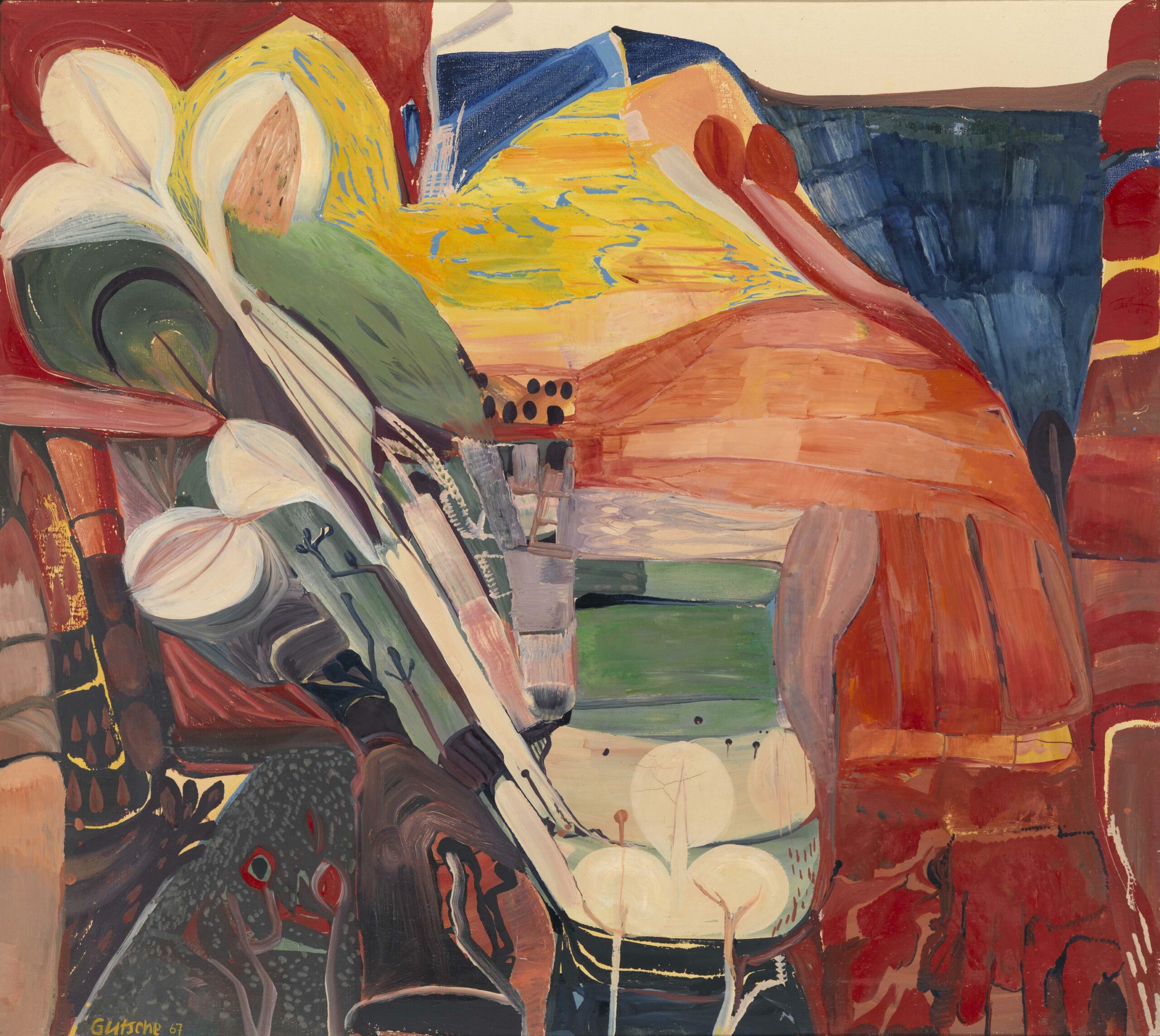油彩画 Ein Gruß aus Deutschland 1982 Joachim Gutsche. Bilder der 1960er Jahre - Galerie Michael Haas