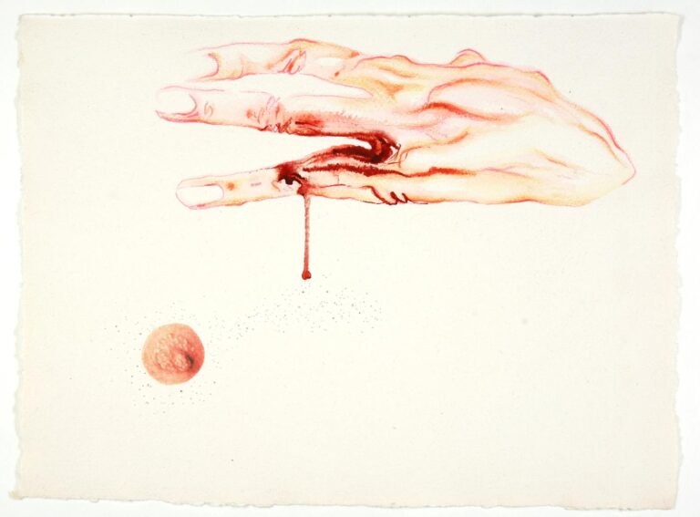 On your hand – I place my hand – barely. In our hands – nothing. h - Mithu Sen 