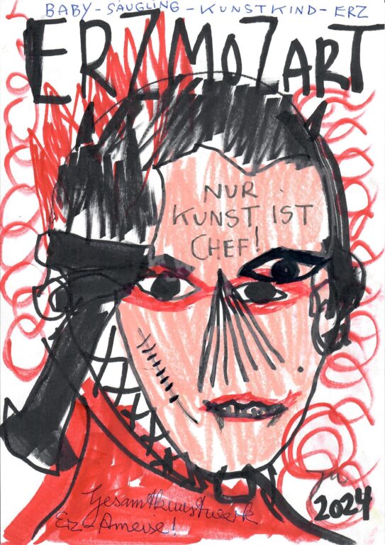 “GESAMTKUNSTWERKERZMUSIKUSS “CLOCKWORK DE LARGE”! (NUR LIEBE MUSIZIERT ZUKUNFT)” – Serie-21-, 2024 - Jonathan Meese 