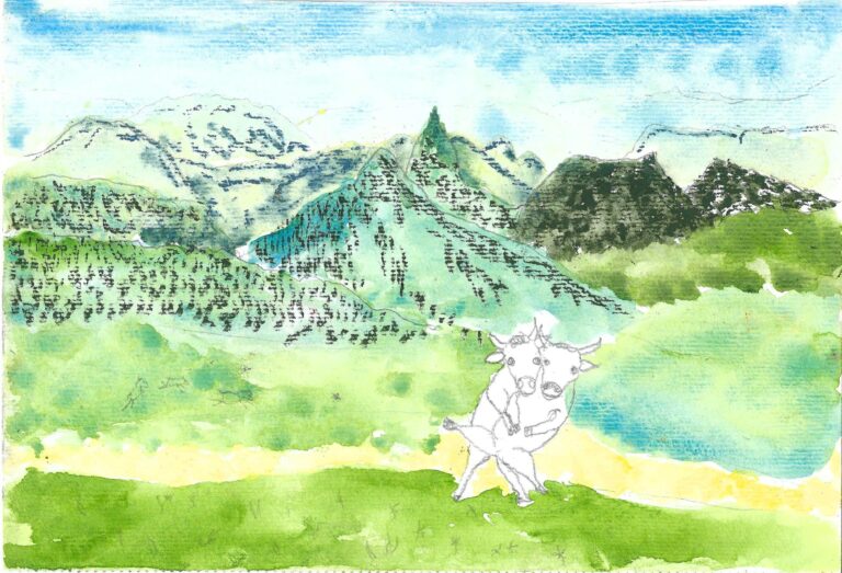 Franz und Luise auf der Alm im Hinterbergtal mit Blick ins Tote Gebirge - Michael Pöllinger 