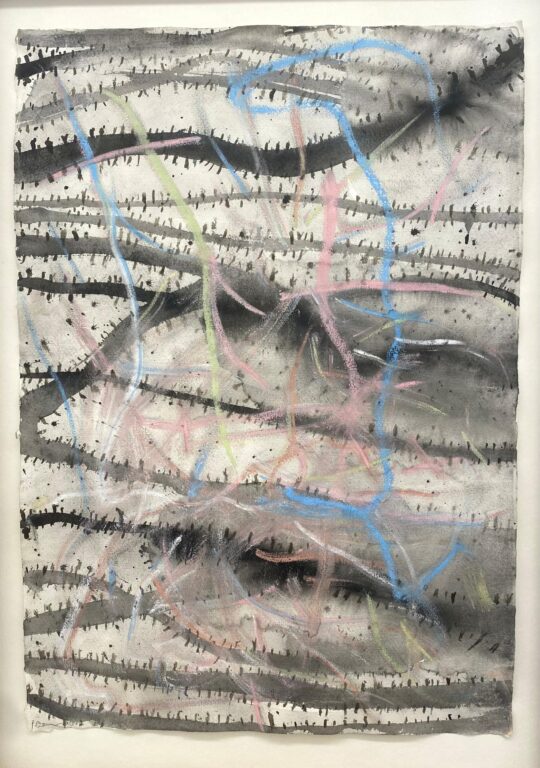 o.T. (grau/rosa blaue Linien) - Gunter Damisch 