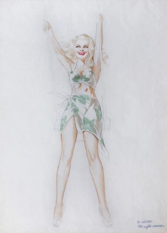 Study of a Young Blonde on a Swing - Alberto Vargas 