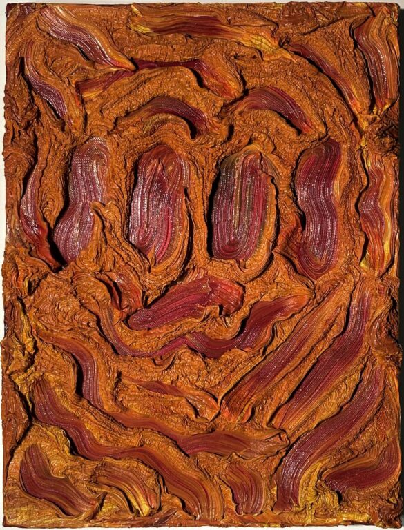 ohne Titel (Extrem ausdruckvolles gelb-oranges Gesicht) - Beni Bischof 