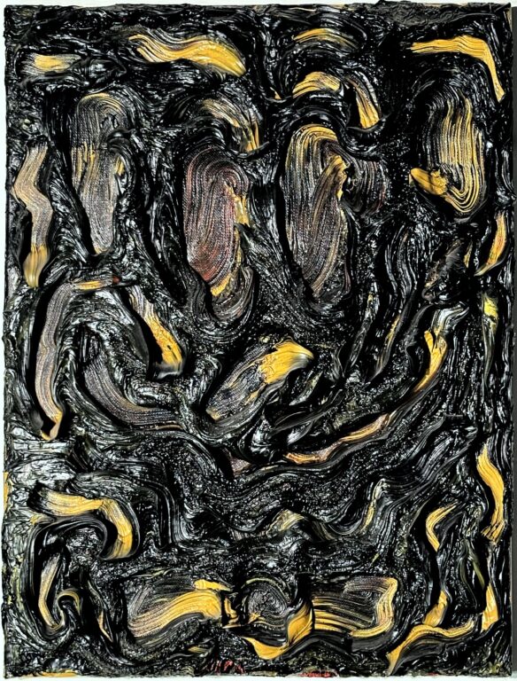 ohne Titel (Extrem ausdruckvolles gelb-schwarzes Gesicht) - Beni Bischof 