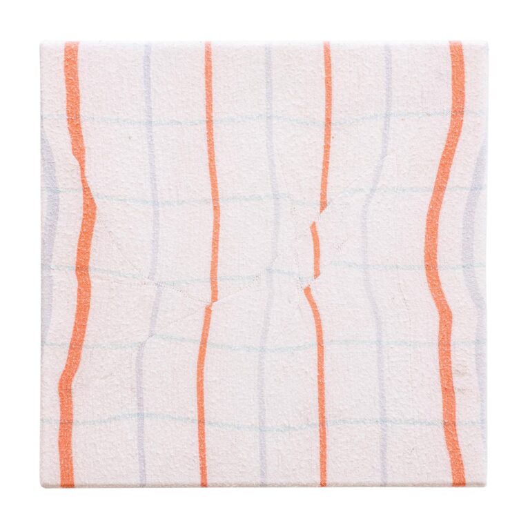 Drie rode en acht blauwe onderbroken strepen - Carina Ellemers 