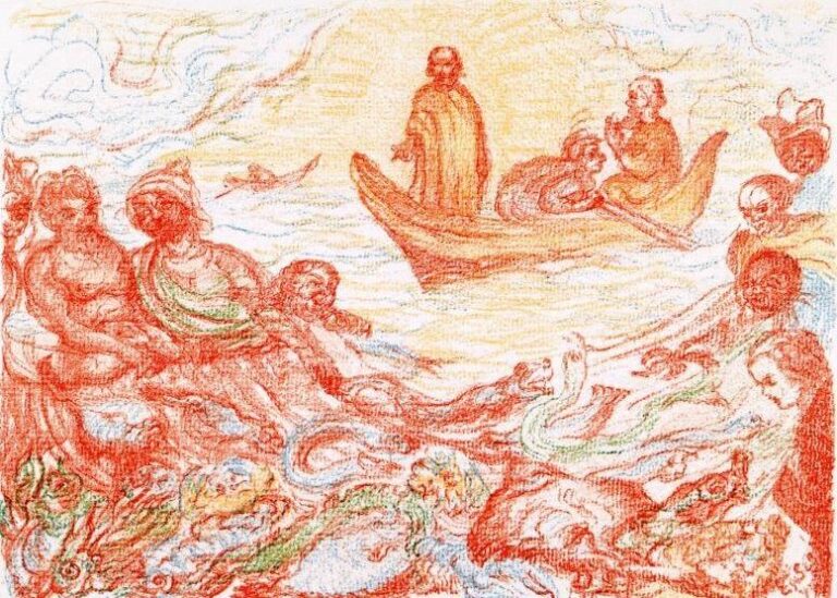 Der wunderbare Fischzug (Blatt 13 „Scènes de la Vie du Christ“) - James Ensor 