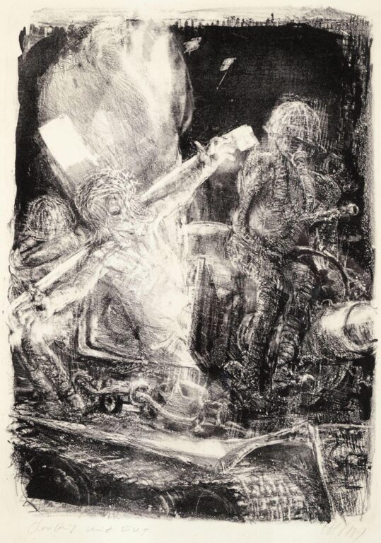 Christus fährt mit uns (Blatt 7 der 2. Grafikfolge „Der antifaschistische Alptraum“) - Bernhard Heisig 