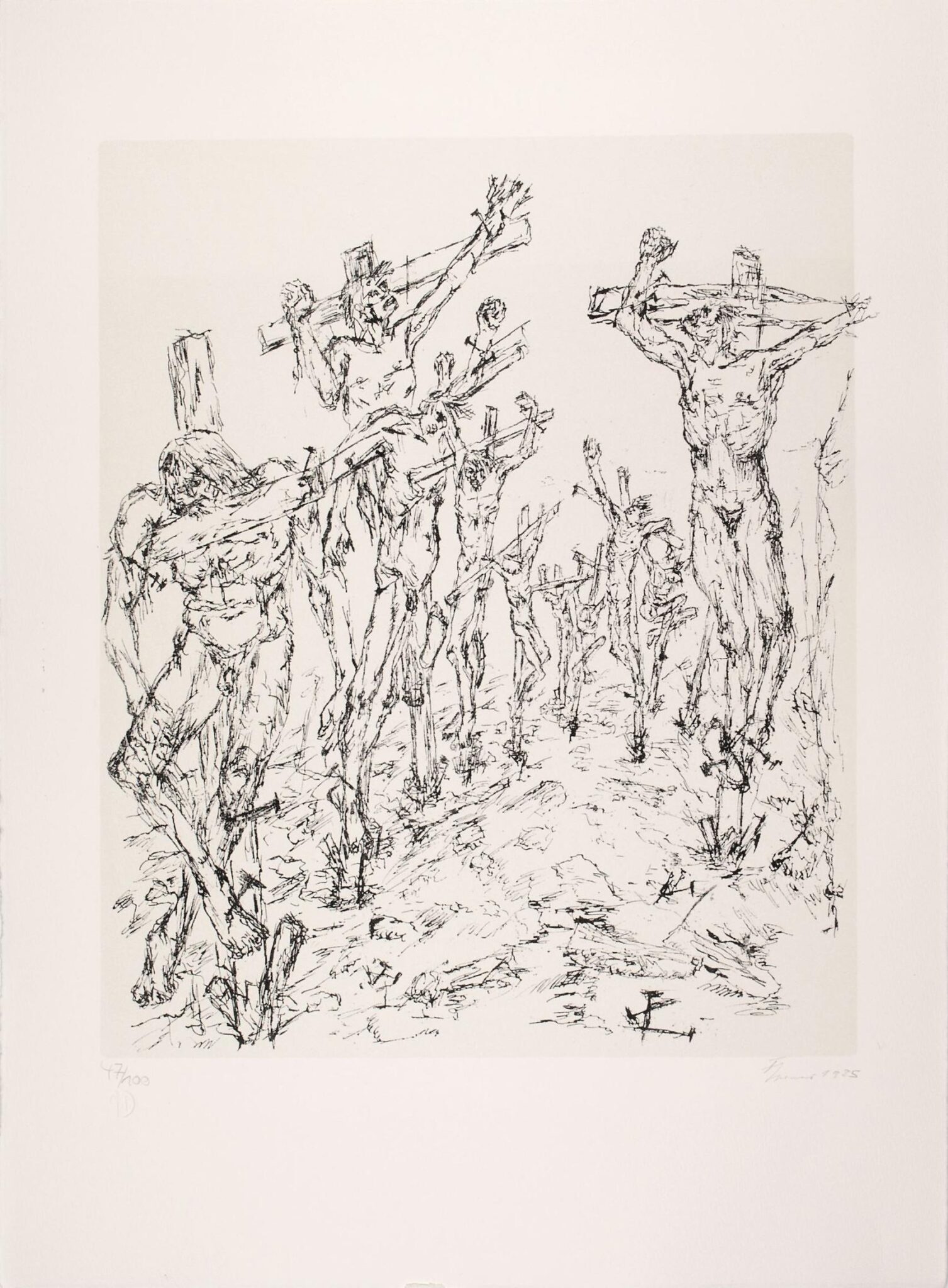 Die Straße von Capua nach Rom (Blatt 7 der Mappe „Der Gekreuzigte“) - Fritz Cremer 