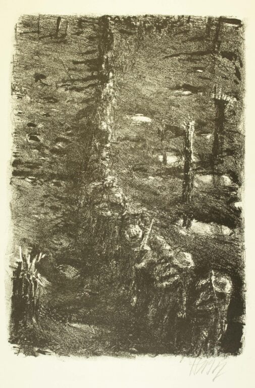 Im Stellungskrieg (Blatt 10 des Zyklus zu dem Roman „Krieg“ von Ludwig Renn) - Bernhard Heisig 