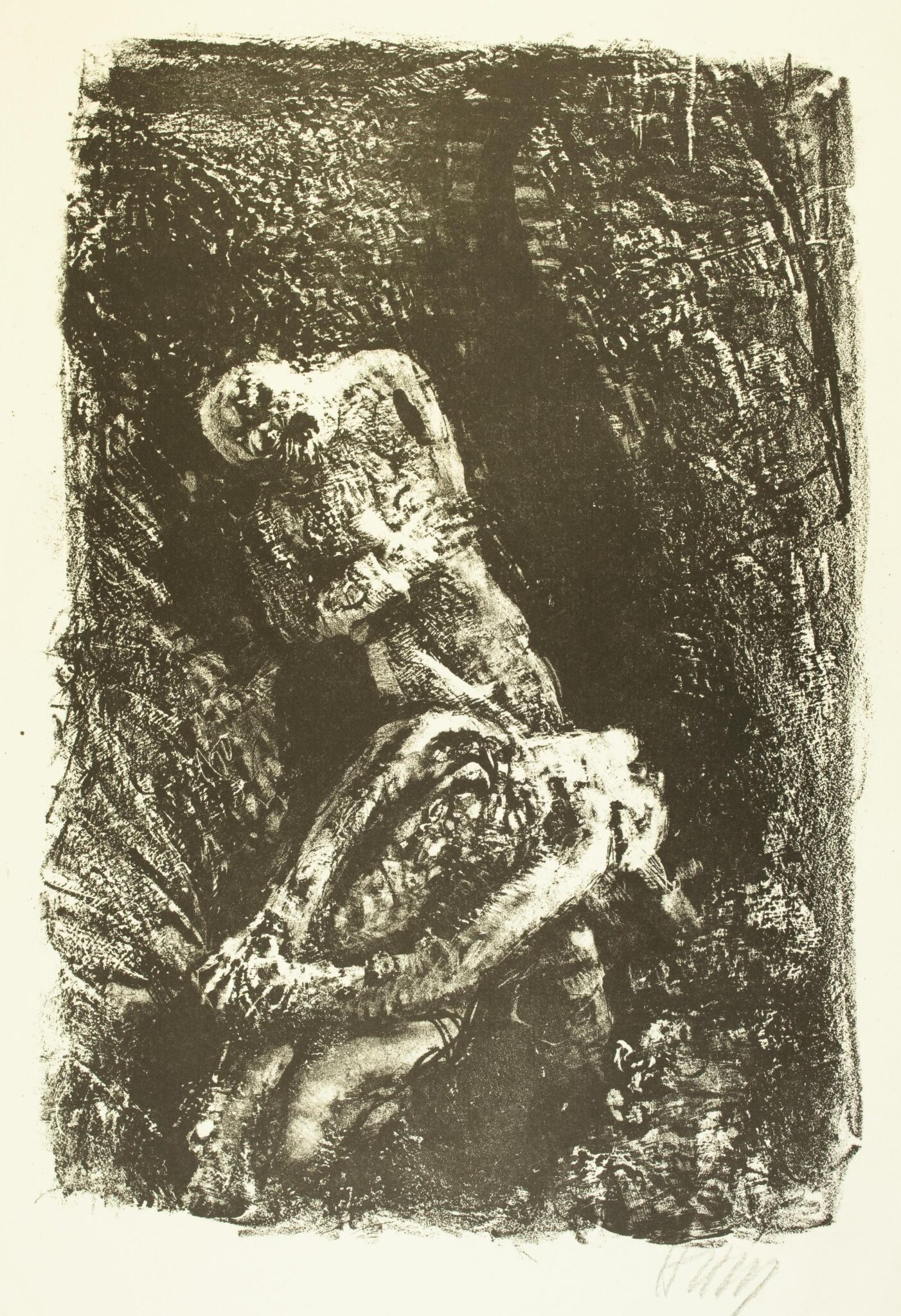 Tod im Schützengraben (Blatt 14 des Zyklus zu dem Roman „Krieg“ von Ludwig Renn) - Bernhard Heisig 