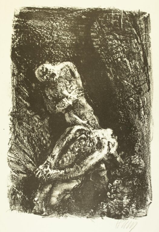 Tod im Schützengraben (Blatt 14 des Zyklus zu dem Roman „Krieg“ von Ludwig Renn) - Bernhard Heisig 