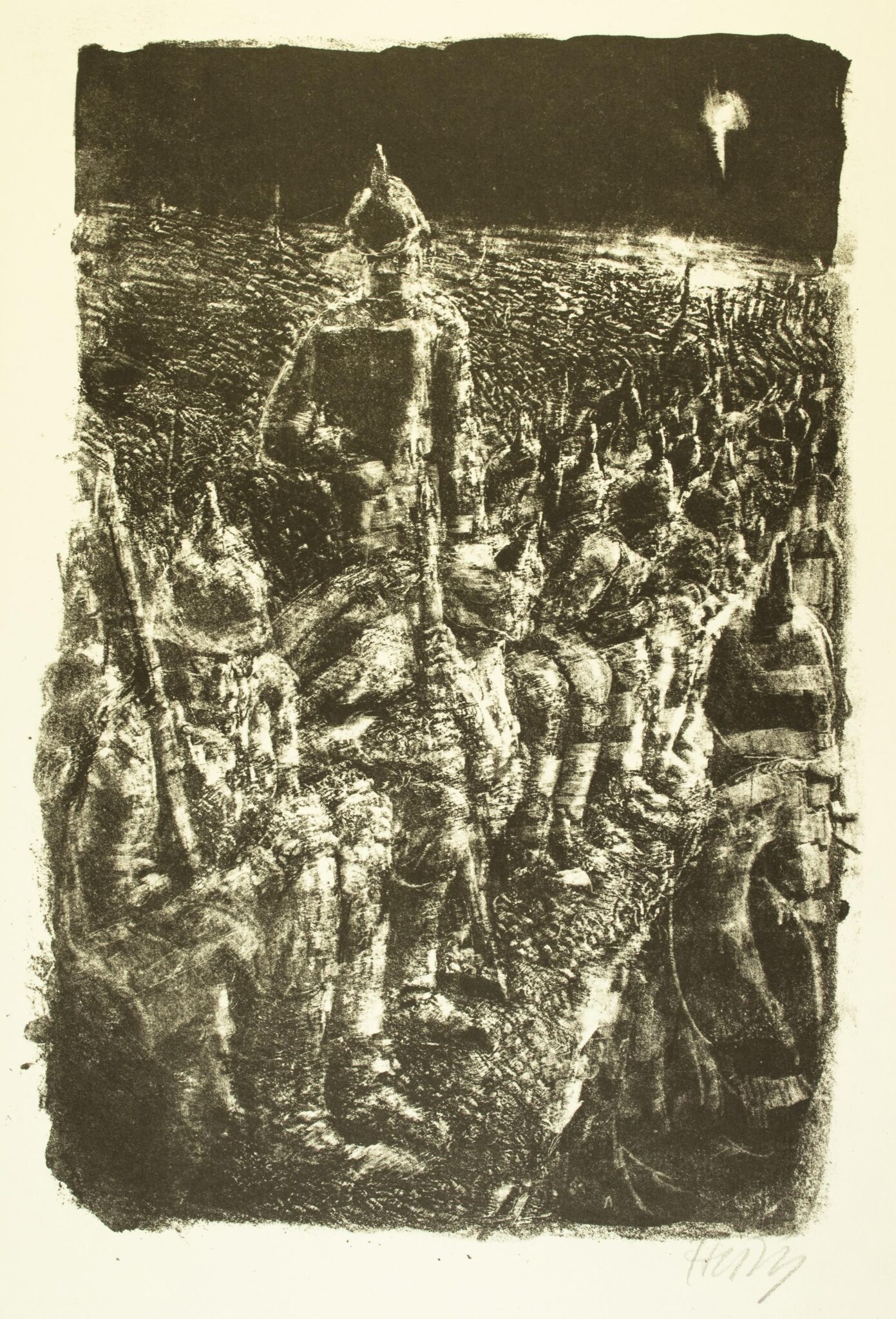 Stehender Soldat (Blatt 6 des Zyklus zu dem Roman „Krieg“ von Ludwig Renn) - Bernhard Heisig 