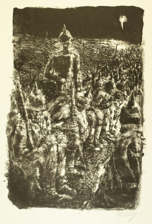 Stehender Soldat (Blatt 6 des Zyklus zu dem Roman „Krieg“ von Ludwig Renn) - Bernhard Heisig 