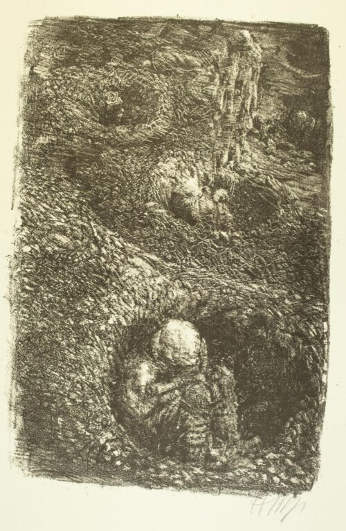 Eingegraben (Blatt 7 des Zyklus zu dem Roman „Krieg“ von Ludwig Renn) - Bernhard Heisig 