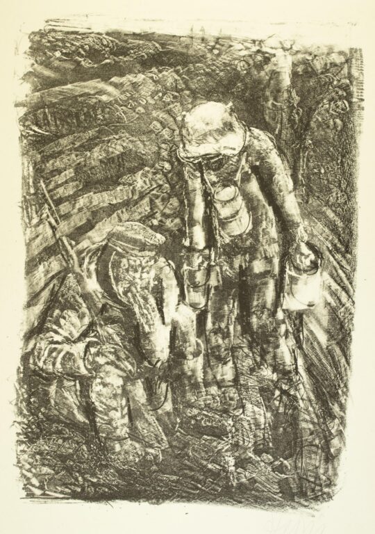 Essenausteilung im Schützengraben (Blatt 1 des Zyklus zu dem Roman „Krieg“ von Ludwig Renn) - Bernhard Heisig 