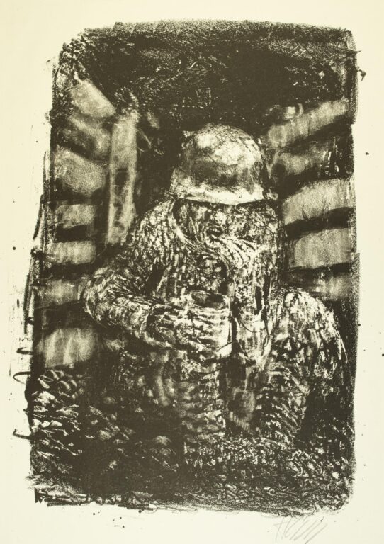 Essender Soldat im Schützengraben (Blatt 4 des Zyklus zu dem Roman „Krieg“ von Ludwig Renn) - Bernhard Heisig 