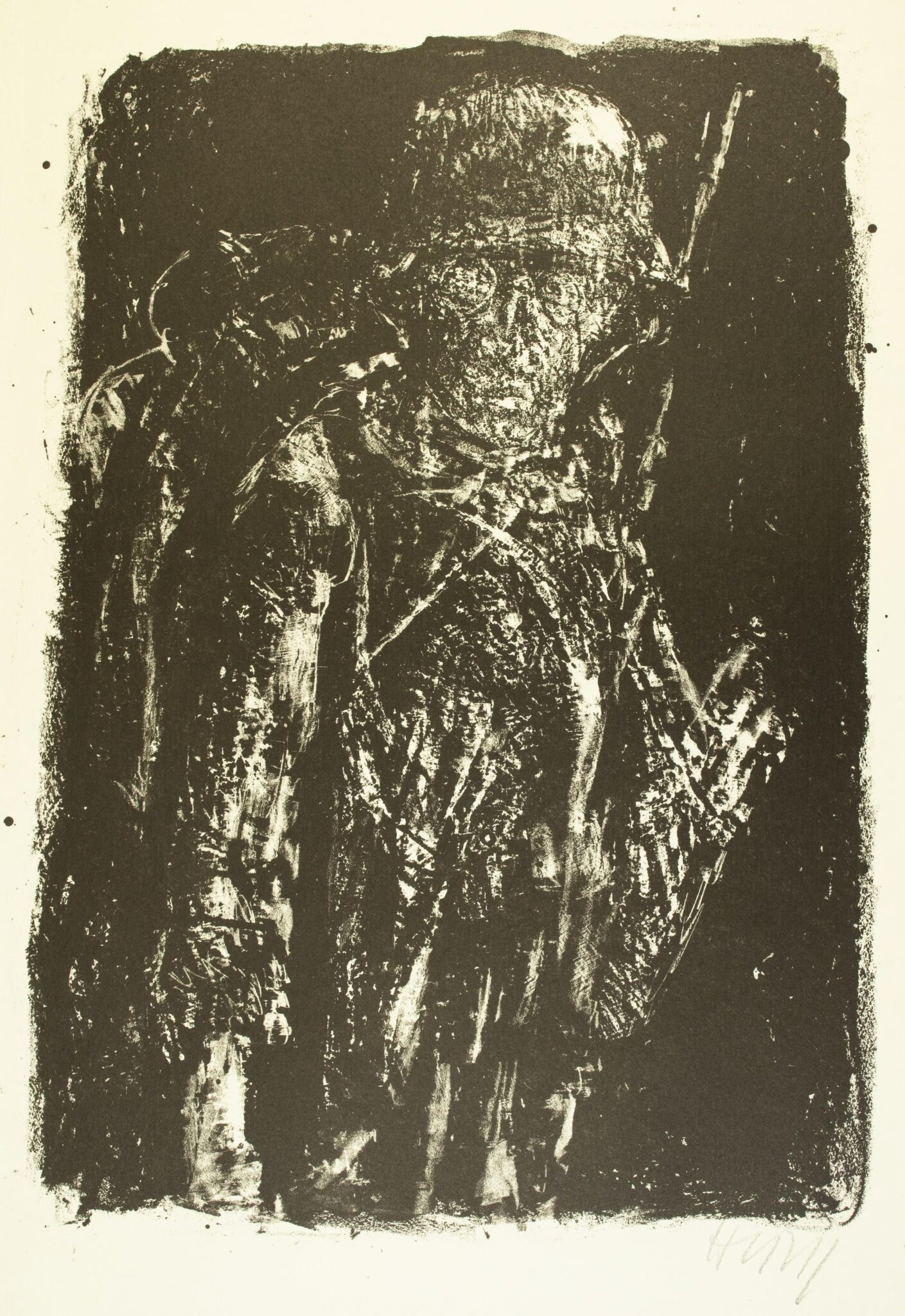 Nachts im Schützengraben (Blatt 5 des Zyklus zu dem Roman „Krieg“ von Ludwig Renn) - Bernhard Heisig 