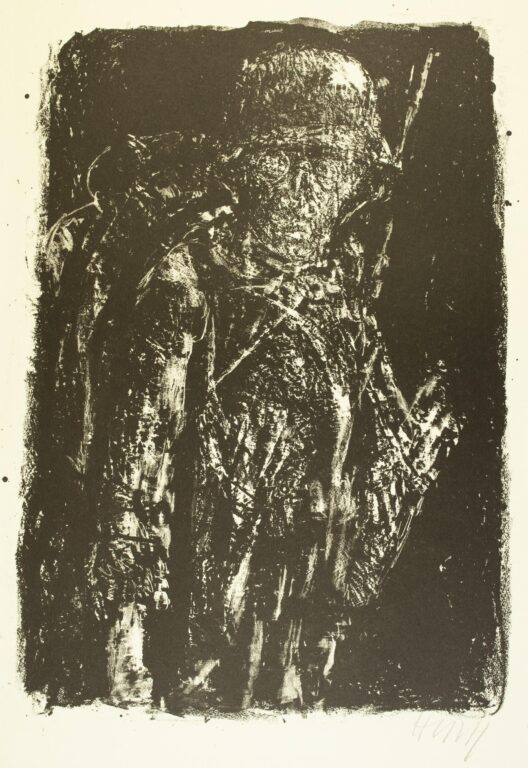 Nachts im Schützengraben (Blatt 5 des Zyklus zu dem Roman „Krieg“ von Ludwig Renn) - Bernhard Heisig 