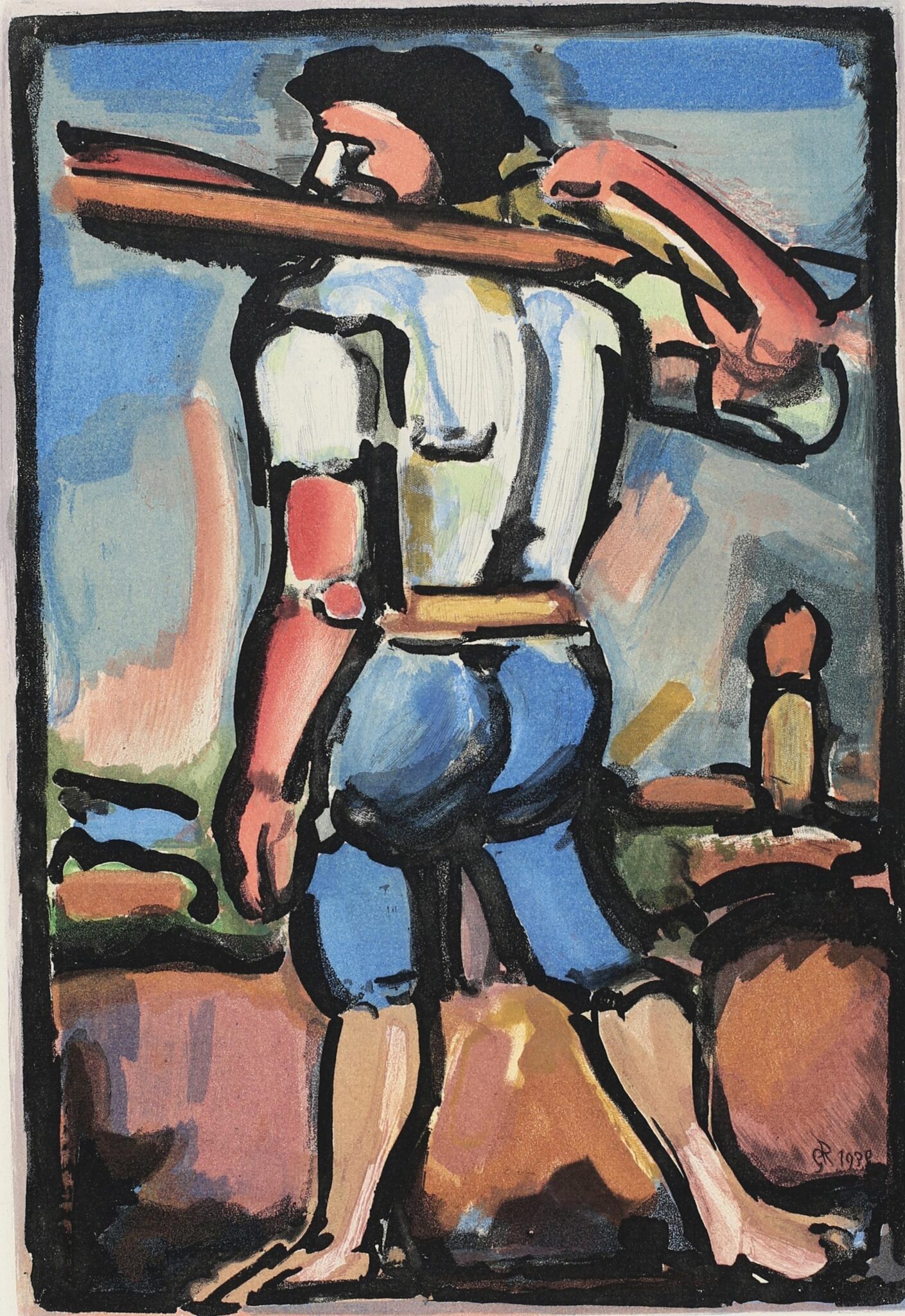 Henkersgehilfe (ein Teil des Kreuzes tragend) - Georges Rouault 