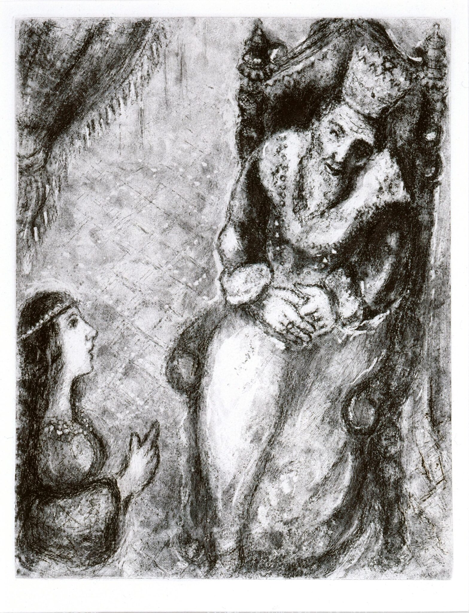 Bathseba zu F&uuml;&szlig;en Davids (Mappe &bdquo;Bible&ldquo;) - Marc Chagall 