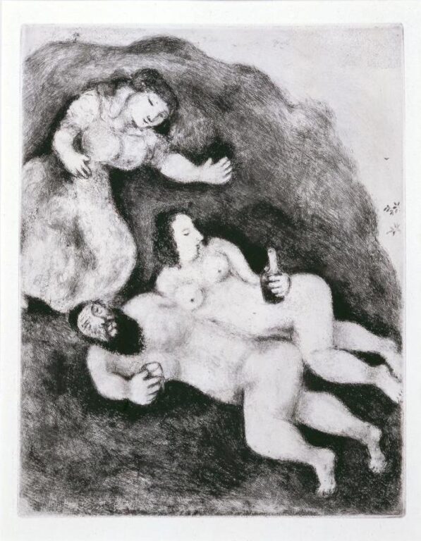 Lot und seine Töchter (Mappe „Bible“) - Marc Chagall 