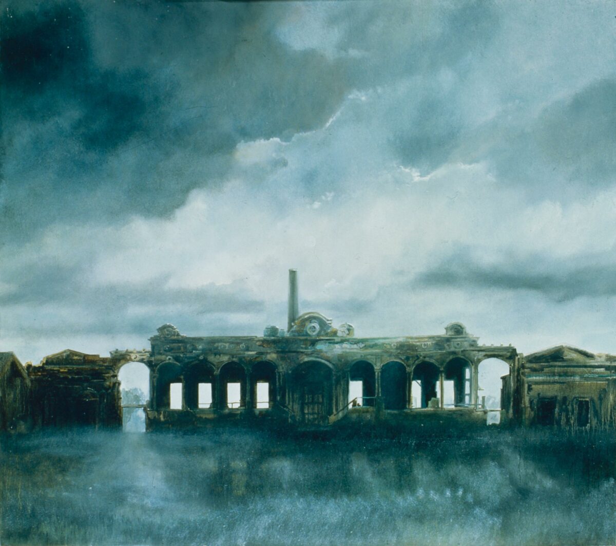 WV-Nr. 0760: Landschaft mit Vergangenheit, Fabrik im Mondschein - Henning von Gierke 