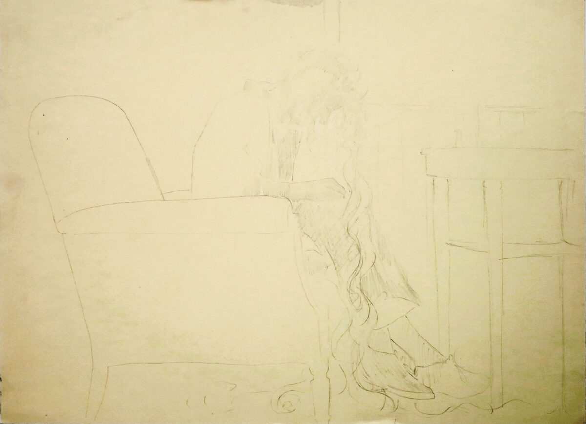 Z-0110: Ohne Titel (Skizze zu Ölbild Andalusisches Zimmer) - Henning von Gierke 
