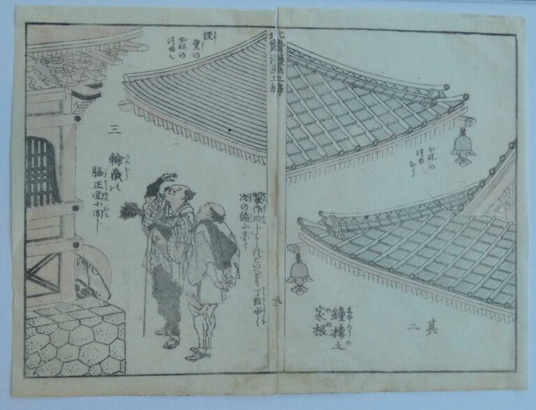 Architekturstudien und Betrachter (architectural Studies and Onlookers), Dyptichon - Katsushika Hokusai 