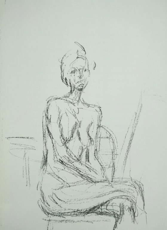 „Annette assise“, Lithographie von 1961 aus „Derrière le Miroir“ Nr.127 - Alberto Giacometti 