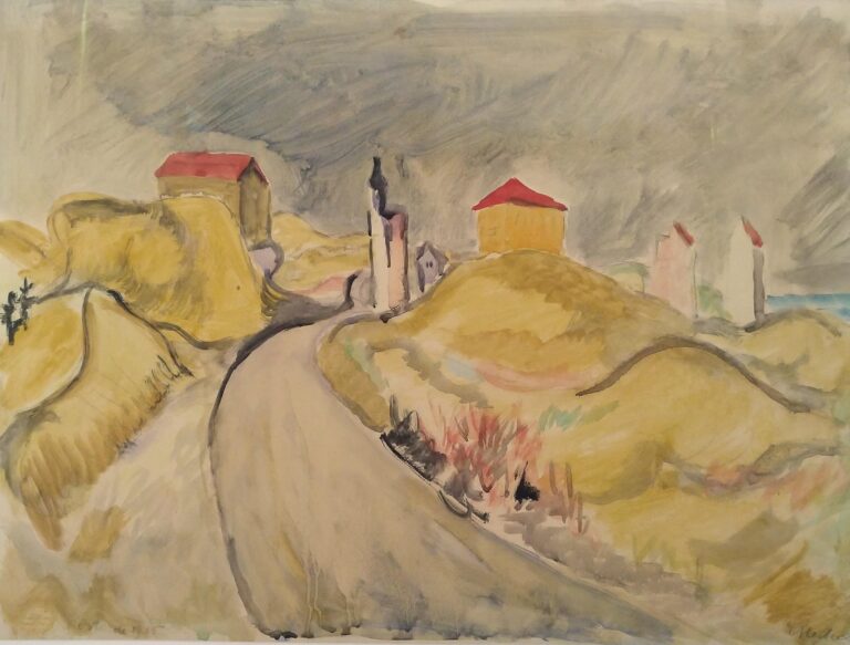 Landschaft bei Ostende – Dünen und Häuser - Erich Heckel 