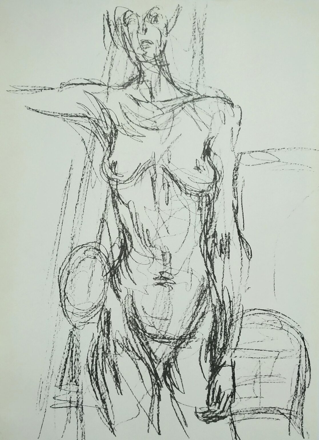 “Femme nue debout avec le bras droit levé “, Lithographie von 1961 aus “Derrière le Miroir” Nr.127 - Alberto Giacometti 