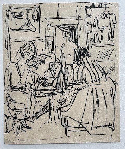 Erna und Gäste im Haus in den Lärchen - Ernst Ludwig Kirchner 