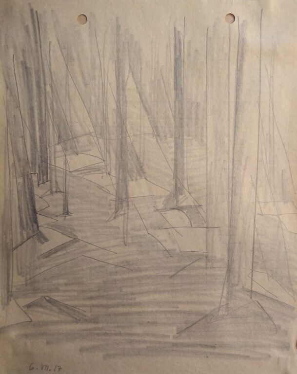 Lyonel Feininger Feininger Estate, Achim Moeller, Marc Triebold, Cubistic forest landscape, Thuringia, 1917