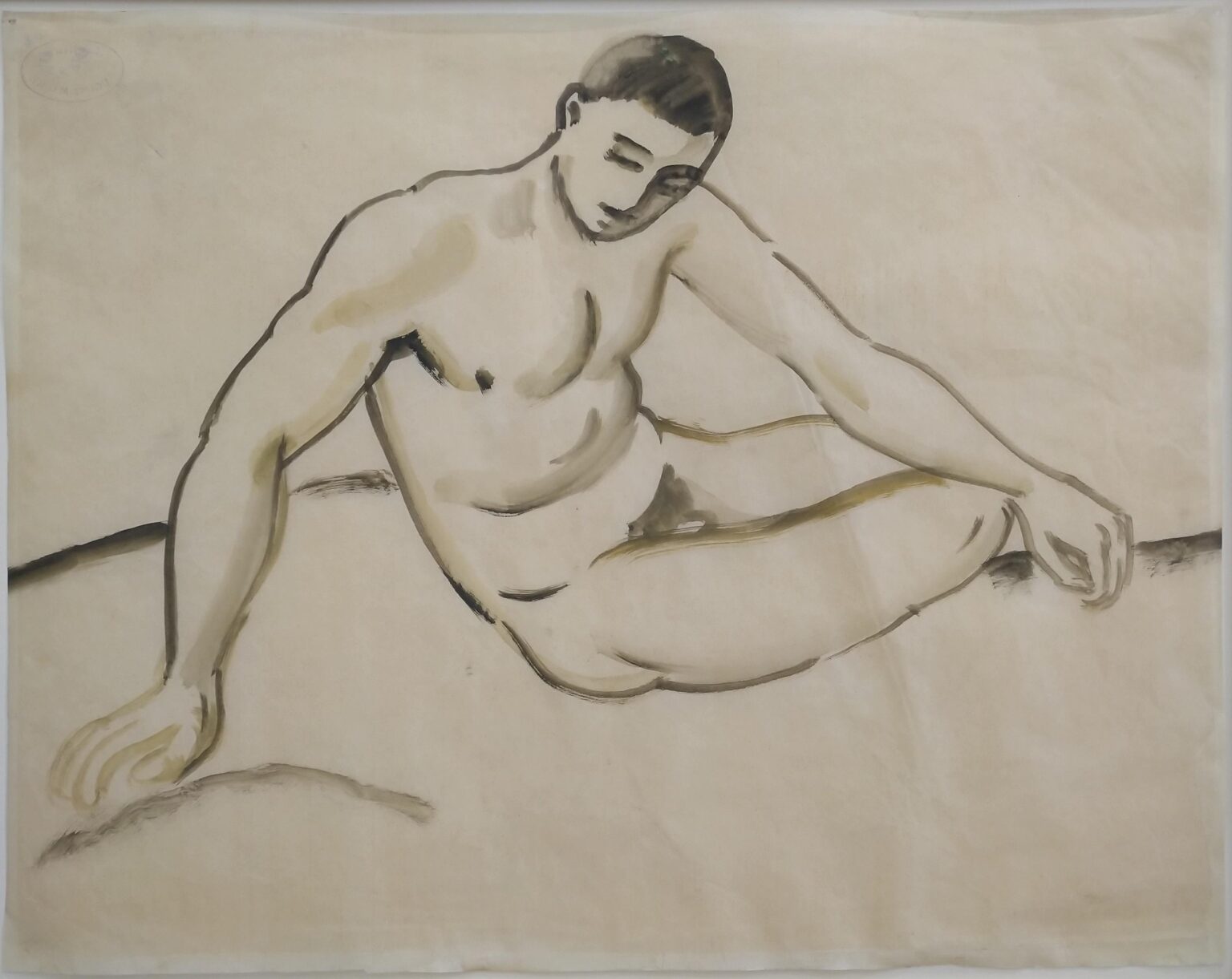 Sitzender m&auml;nnlicher Akt (F&auml;hrmann) - August Macke 