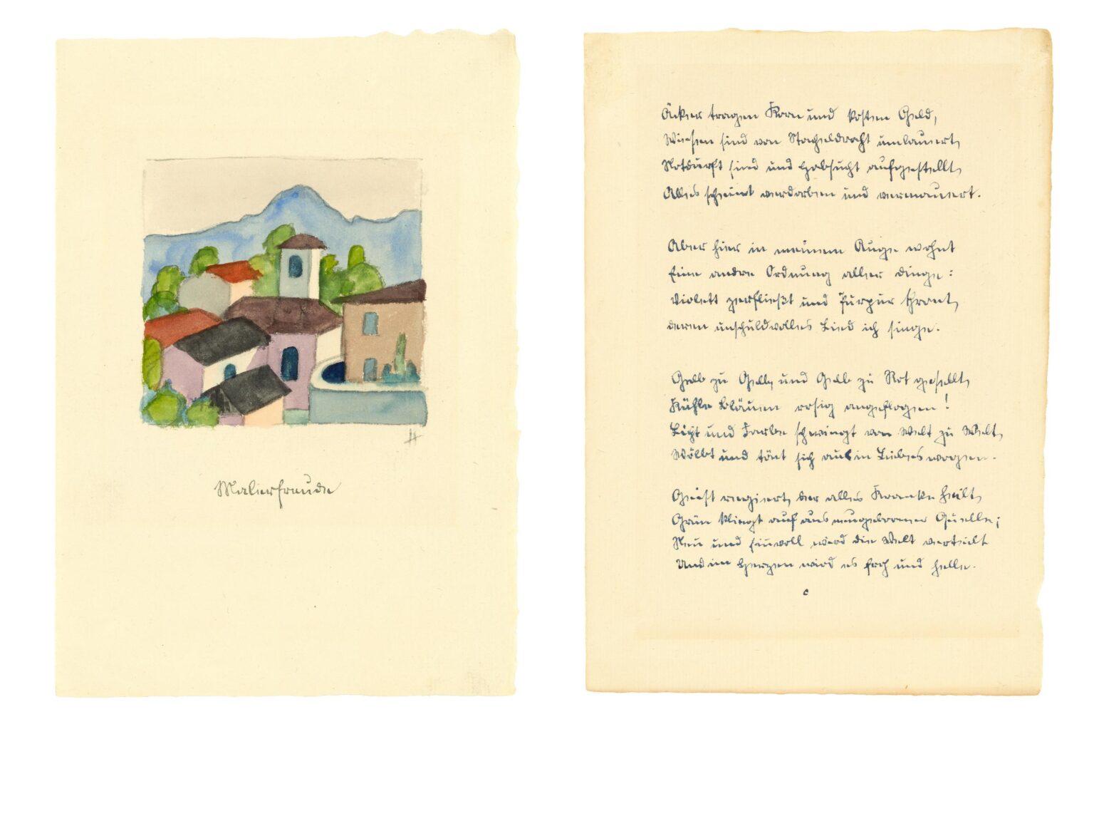 Malerfreude ( 2 Bl&auml;tter, je 22 x 15,5 cm) - Hermann Hesse 
