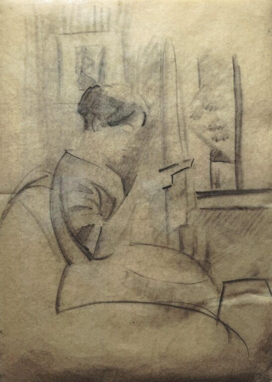 Elisabeth (lesend) im Erker, Tegernsee 1910 - August Macke 