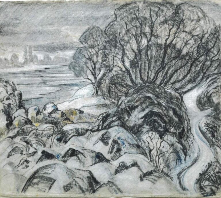 Rheinufer im Schnee - Hans Thuar 