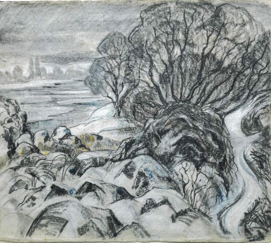 Rheinufer im Schnee - Hans Thuar 