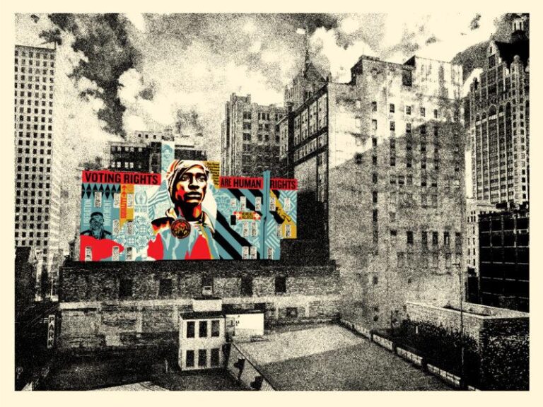 Voting rights are human rights MKE MURAL - Shepard Fairey 