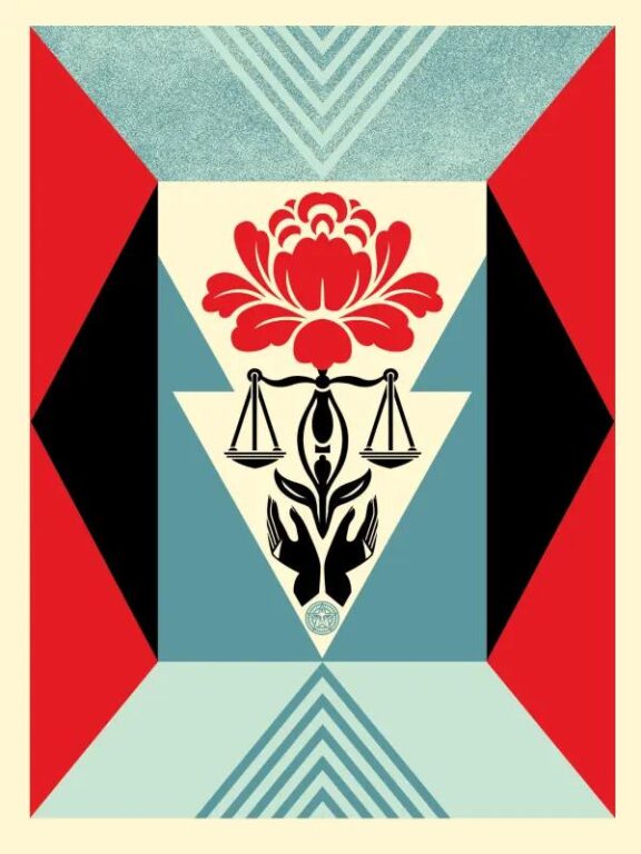 Cultivate Justice (blue) - Shepard Fairey 