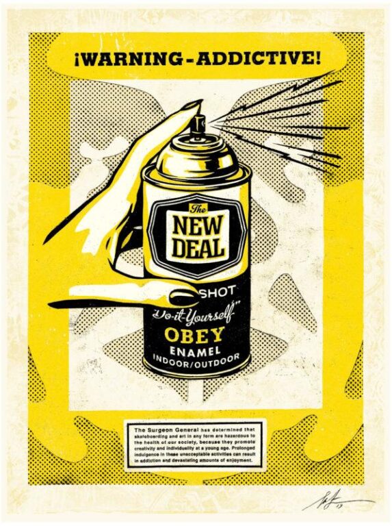 Warning Addictive Art Print - Shepard Fairey 