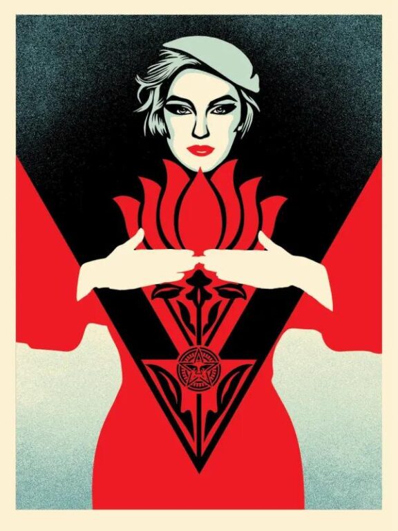 Obey Noir Flower Woman (Red) - Shepard Fairey 