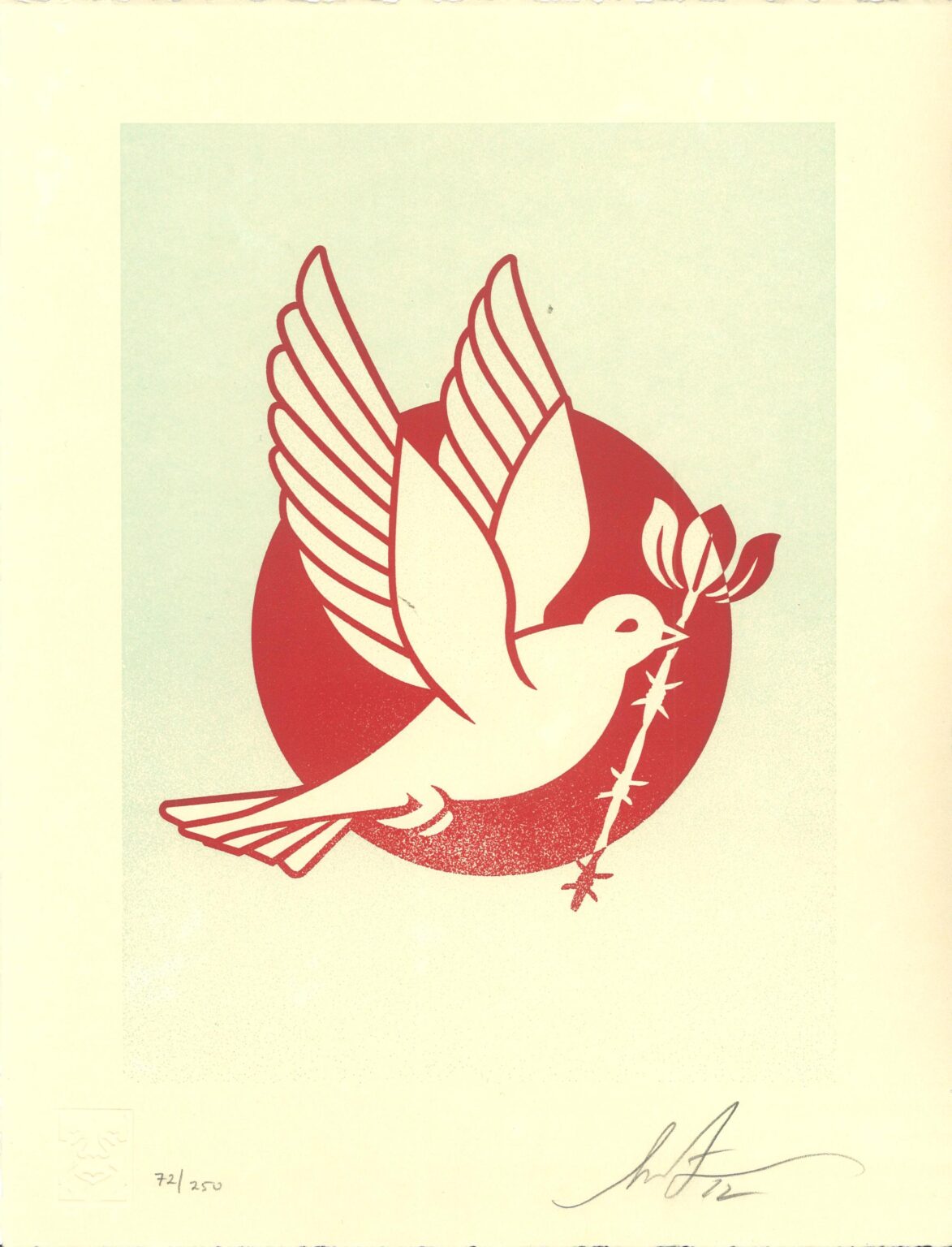 Barb wire dove (blue) - Shepard Fairey 