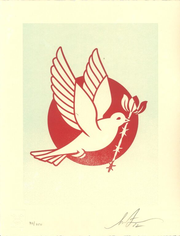 Barb wire dove (blue) - Shepard Fairey 