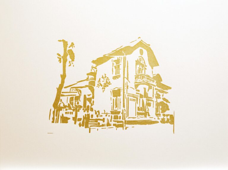 A House With A View, gold auf weiß - Vasilena Gankovska 
