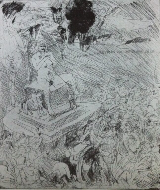 La fontaine de la régéneration sur les debris de la Bastille, 10. August 1793 WVZ 1077 - Alfred Hrdlicka 