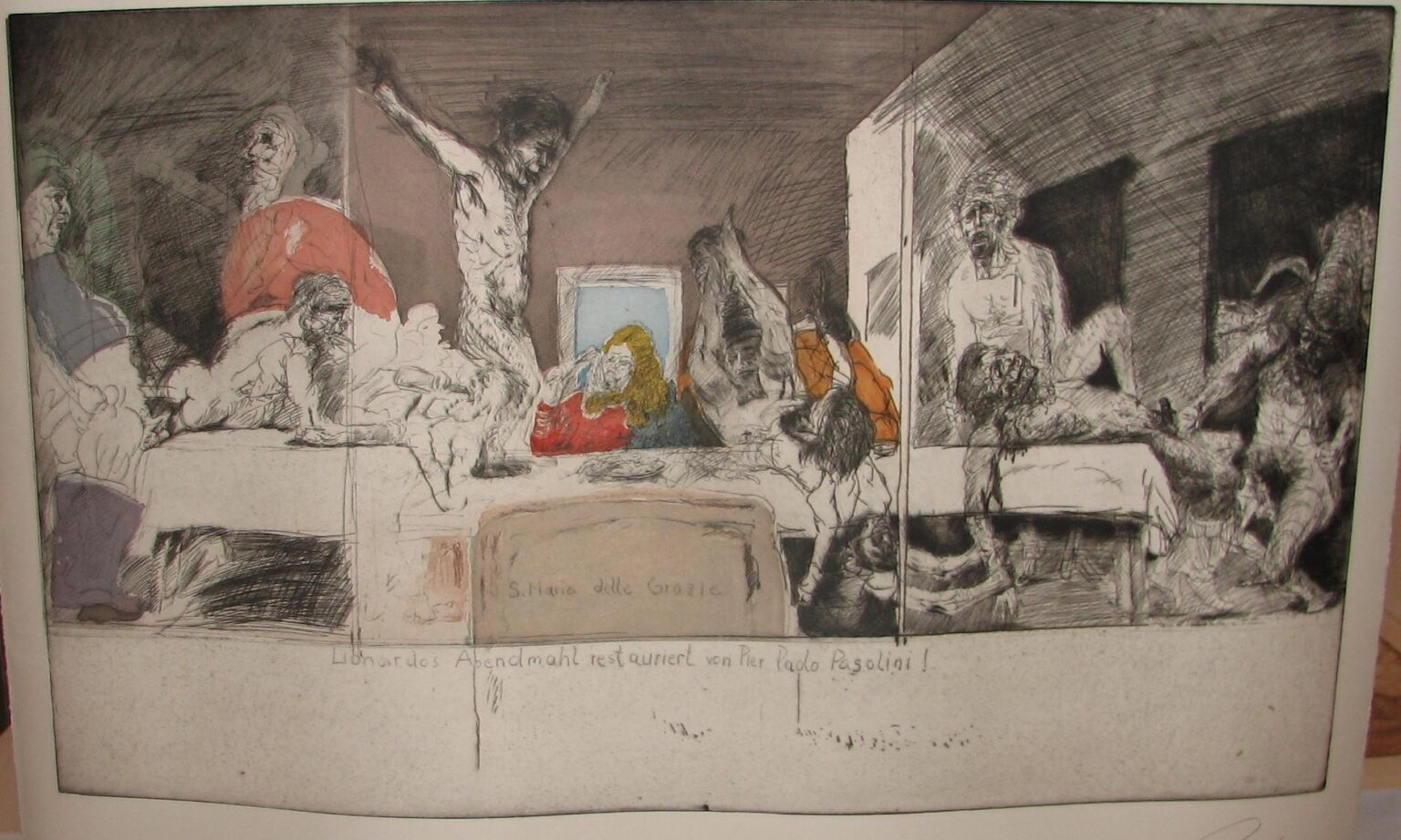 Santa Maria delle Grazie-Lionardos Abendmahl restauriert von Pier Paolo Pasolini WVZ 938III - Alfred Hrdlicka teamspring ImportFile size: large (1121 x 1868 px)