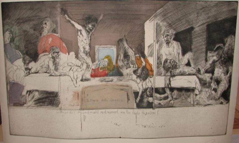 Santa Maria delle Grazie-Lionardos Abendmahl restauriert von Pier Paolo Pasolini WVZ 938III - Alfred Hrdlicka teamspring ImportFile size: large (1121 x 1868 px)
